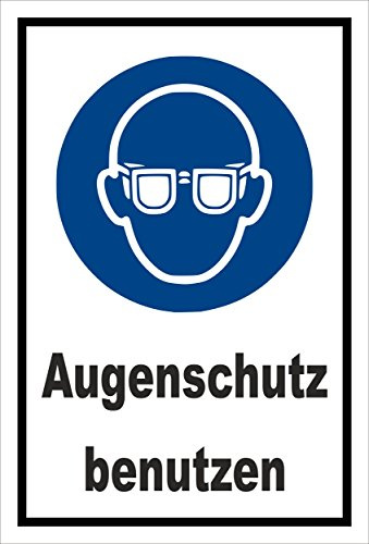 Schild - Gebots-zeichen - Augen-schutz benutzen - entspr. DIN ISO 7010 / ASR A1.3 – 30x20cm mit Bohrlöchern | stabile 3mm starke PVC Hartschaumplatte – S00361-008-A +++ in 20 Varianten erhältlich