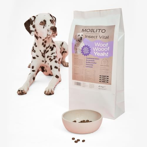 MOOLITO Insect Vital (4 kg) – Hundefutter trocken, Getreidefrei mit Insektenprotein – hypoallergenes Hundetrockenfutter für empfindliche, ausgewachsene Hunde – nachhaltiges Alleinfuttermittel