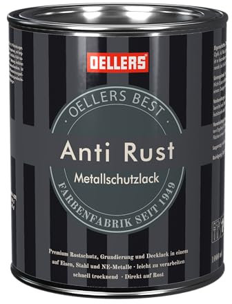 OELLERS Anti Rust, 3in1 Metallschutzlack, 1 Liter, RAL 7035 Lichtgrau, Rostschutzlack, Grundierung und Deckanstrich + Schutzschicht für alle Metallarten geeignet, direkt auf Rost, 1L/6m²