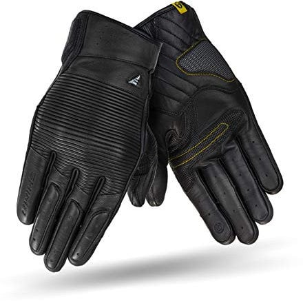 SHIMA Blake Motorradhandschuhe Herren - Atmungsaktive, Elastische, Touchscreen, Vintage Handschuhe aus Leder mit Knöchelprotektor, Knöchel Aufpralldämpfer, Verstärkte Handfläche (Schwarz, M)