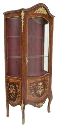 Casa Padrino Barock Glas Vitrine Vitrinenschrank 85 x H 180 cm - Barock Möbel - Vitrinenschrank - Wohnzimmerschrank Schrank Mahagoni