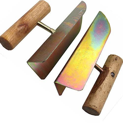 zeng Paar Winkelspatel aus Kohlenstoffstahl mit Holzgriff, Inneneckenkelle und Außeneckenkelle 145x38 mm Eckspachtel, Eckkelle für Gipsarbeiten, 90-Grad-Innen- und Außeneckenmesser