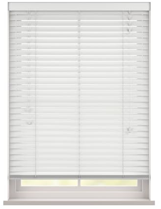 Made to Measure Real Wood Venetian Blind with Strings - Ultra White | Custom Made Real Wood Venetian Blind with Strings. 50mm slats. Up to 90cm width x up to 120cm drop. Stylish and durable.