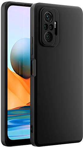 Cresee kompatibel mit Xiaomi Redmi Note 10 Pro Hülle Case, Silikon Handyhülle mit [Kamera Schutz] [Faser-Innenraum] Anti-Scratch Dünn Schutzhülle Stoßfest Cover, Schwarz
