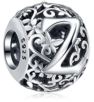 Annmors Damen Buchstabe Z Charms für Armband 925 Sterling Silber Anhänger Vintage Alphabet Bead Buchstabieren Sie das Wort Sammlung