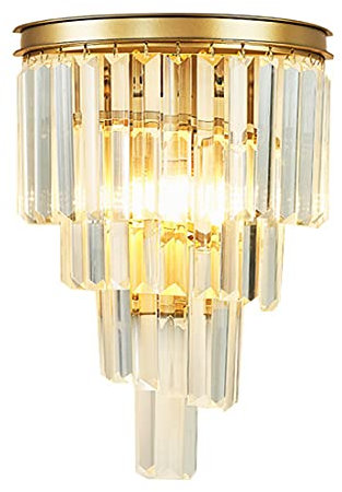 Wandleuchte Flur LED Kristall, Warmes Licht, Golden Design Kristalllampe Modern, Ø31*29*40cm, Kreativ Korridor-lampe, Wandspots 2-flammig E14, Leseleuchte für Schlafzimmer, Wohnzimmer, Büro, Treppen