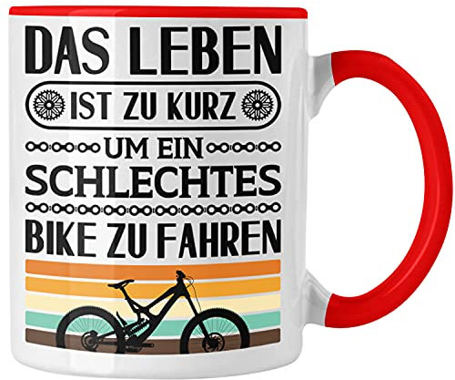 Trendation Fahrrad Radfahrer Geschenk Rennrad Bike Geschenkidee Tasse Fahrradfahrer Kaffeetasse (Rot)