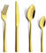 Joyfair 16 Pieces Gold Cutlery Set, Stainless Steel Flatware Silverware Set Service for 4, Eating Utensils Include Knife/Fork/Spoon for Dining, Modern Design & Mirror Polished, Dishwasher Safe