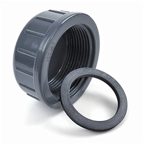 PVC Gewindekappe | PVC Gewindestopfen | 1/2 Zoll - 2 Zoll | Innengewinde | Außengewinde | PN 10 | (Gewindekappe IG, 1 1/2 Zoll), Grau