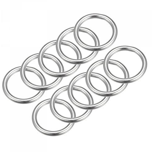 sourcing map Anneau Soudé Inox Acier 316 Rond 25mm ID 4mm Épais 10pcs