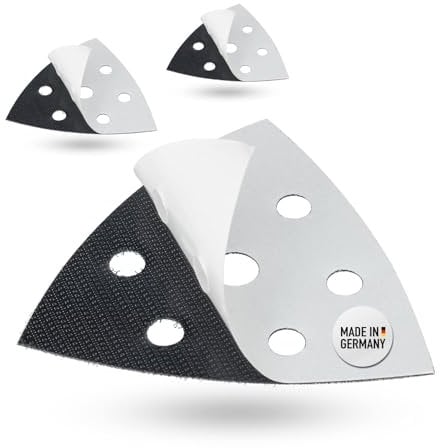 3 pezzi di ricambio DFS per levigatrice a delta, 93 x 93 x 93 mm, 6 fori, set da 3 pezzi, triangolo di ricambio autoadesivo per carta vetrata triangolare