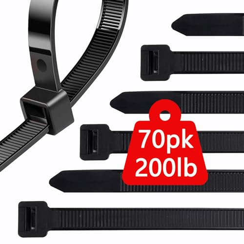 Fascette Plastica Lunghe 45 cm, 70 Pezzi Fascette Elettricista Nere Grandi 450mm x 9 mm, Fascette Per Cavi Elettrici Larghe