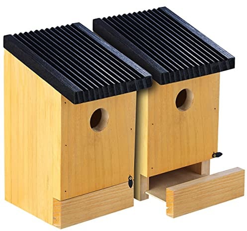 Royal Gardineer Vogel Nistkasten: 2er-Set Tannenholz-Nistkästen für Wildvögel, 22x14x12 cm, vormontiert (Vogelhäuser, Vogelhaus als Nistkasten, Bausatz)