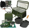 Generic Carp Fishing Outdoor Camping Cooking Set - Insulated Bag, Deluxe Cutlery Set, Frying Pan, Kettle & Stove - Gun Metal Grey, 35 x 17 x 13 cm
