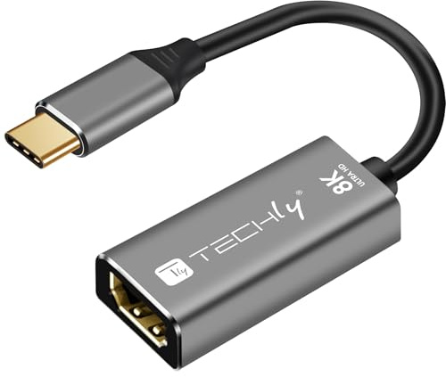 Techly 363890 USB-C™ 3.2 auf HDMI 2.1 8K@60Hz 15 cm Schwarz/Silber