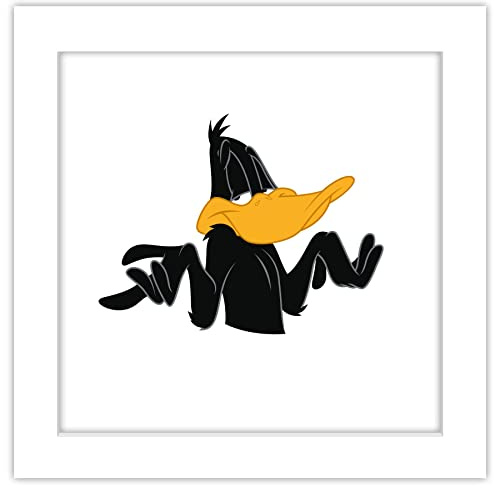 Trends International Gallery Pops Looney Tunes – Klassisches Daffy Duck Shrug Wandkunst, Wandposter, 30,5 x 30,5 cm, weißer Rahmen