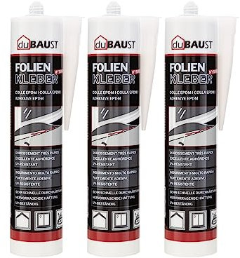 3x dubaust EMP24 EPDM Kleber Folienkleber hochelastisch EPDM Folie Teichfolie Baufolie Dichtfolie 290ml schwarz