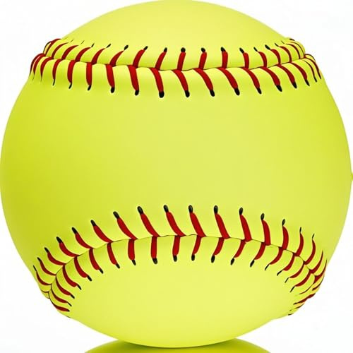OMYOPY Official Size Softballs 12 Softballs Fastpitch Practice Softball, Unmarked & Leather Covered Training Ball for Games, Practice and Training