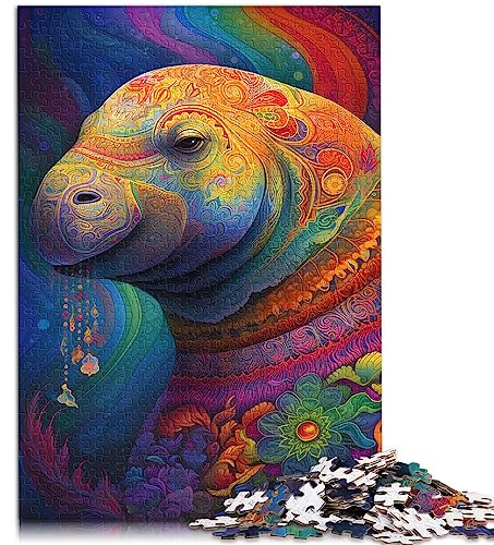 Puzzle Seekuh in farbenfroher Kunst, 1000-teiliges Puzzle für Erwachsene und Kinder ab 12 Jahren, Puzzle aus Pappe, tolles Geschenk für Erwachsene, Größe: 26 x 38 cm