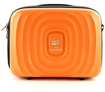 Von Cronshagen Kosmetikkoffer Mans Beauty Case | aus stabilem Polypropylen | großes Beautycase mit Aufsteckfunktion | passend zu Mogens Koffer | mit längenverstellbaren Schultergurt (orange)