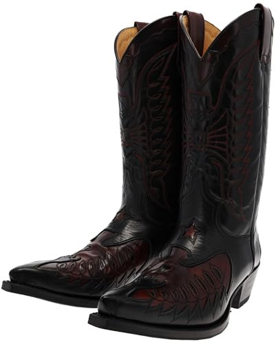 Sendra Stivali da cowboy da uomo 2720 in pelle stivali western nero rosso, Fuchsia, 45 EU