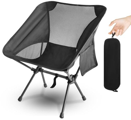 Debfhzzn Luxus Campingstuhl Faltbar-Ultraleicht Campingstühle-Tragbar Anglerstuhl-Gartenstuhl Mit Kleines Paket 120kg, Camping Stuhl faltbar(Schwarz)