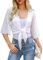 Wayleb Femme Bolero Elégant Boléro Cardigan à Manches 3/4 pour Femme Chic Gilet Léger Veste Courte pour Robe Bretelle