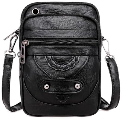 aolaso Geschenk für den Weihnachtstag Handy Umhängetasche Damen, Mini Retro PU Leder kleine Umhängetasche Handtasche 2 Hauptfächer mit Ohrhörer Loch