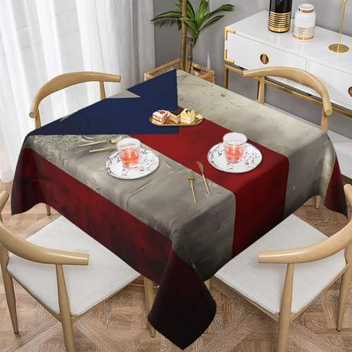 Tischdecke mit Puerto Rico-Flagge, waschbar, für Küche und Esszimmer, wasserabweisende Mikrofaser-Tischdecke