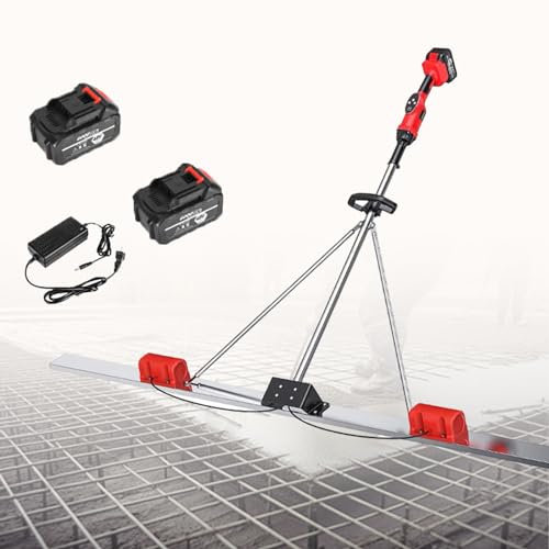Elektrisches Betonschwingungsnivellierlineal,Power-Estrich-Betonoberflächen-Estrich-Endbearbeitungswerkzeug,9-Gang-Einstellung Kabellose Elektrische Beton Rüttler Für Betonverarbeitung ,1.8M-2Battery