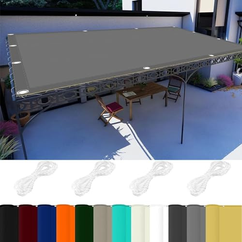 Sonnensegel Sonnenschutz Wasserdicht 2.5 x 6 m 98% UV Schutz Sonnensegel Strand mit Ösen Und Kordel Reißfest für Balkon Terrasse Garten Camping, Hellgrau