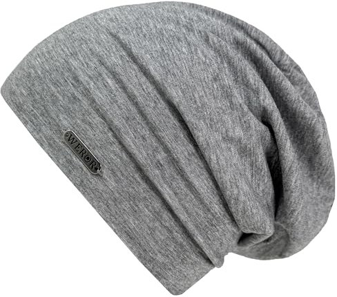 WEROR Herren Damen Beanie Mütze Strickmütze Longbeanie Slouch WEROR-443.1 (Einheitsgröße, Grau)