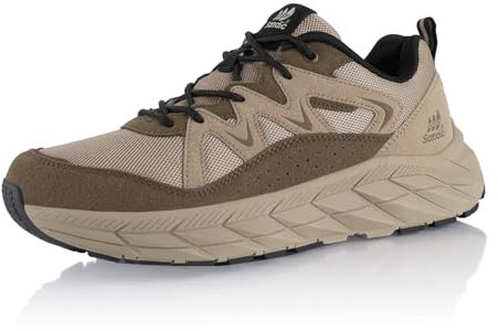 Fusskleidung® Damen Herren Wanderschuhe leichte Walkingschuhe atmungsaktive Trekkingschuhe Beige Braun EU 46
