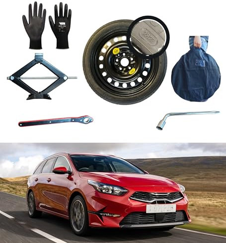 Notrad 16 kompatibel mit Kia Ceed/Ceed Sportwagon mit Wagenheber, Schlüssel, Handschuhe und Tasche