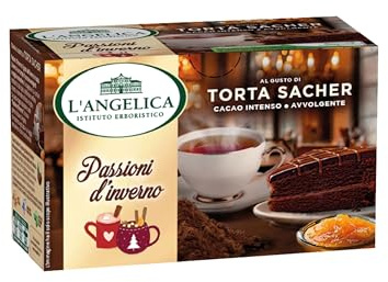 L'Angelica, Passioni d'Inverno, Tisana Gusto Torta Sacher, Infuso con Cacao Intenso, Avvolgente e Una Nota Fruttata, 1 Confezioni da 15 Filtri