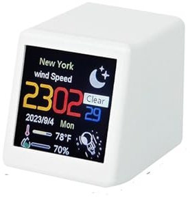 Estación meteorológica digital, Mini reloj meteorológico, reloj de estación de pronóstico del tiempo Digital, for decoración de escritorio de juegos, función de álbum de animaciones GIF DIY, visuali