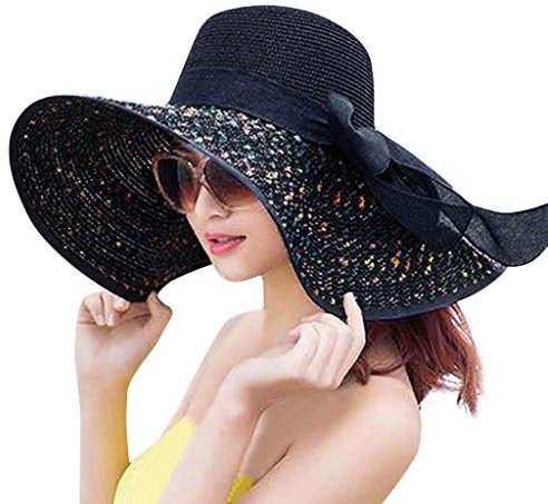 Casquette Sun Floppy Femmes Large Plage Colorée Bord Grand Nœud Chapeau de Paille Brim Casquettes de Baseball Casquettes Trucker Casquettes Hommes Bleu, Marine, taille unique