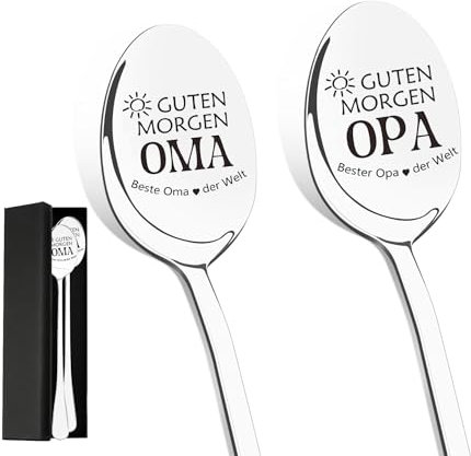 Oma und Opa Geschenke, Weihnachtsgeschenke für Oma Opa, 2 Stück Kaffeelöffel mit Gravur für Beste Oma und Opa, Thanksgiving Geschenk für Oma Opa, Löffel Personalisiert für Großeltern