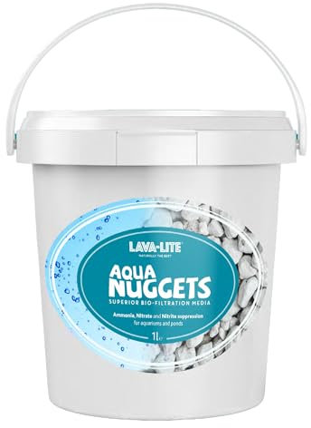 LAVA-LITE Aqua Nuggets - Premium Natural Porous Bio Filter Media for Aquariums & Ponds (1 Litre) High Surface Area For Beneficial Bacteria - ph Neutral, Reusable Filtration Media