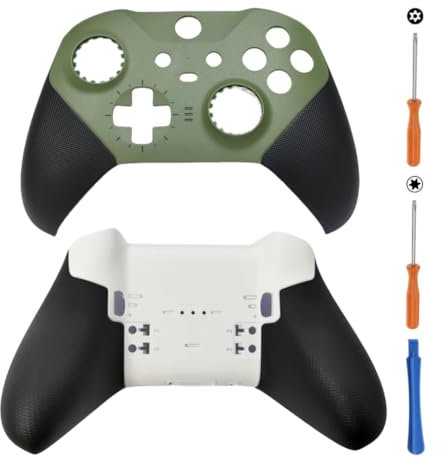 Hzxkqmil Vordere und Hintere Schale Ersatz-Gehäuse Abdeckung Benutzerdefinierte Hülle Faceplate Zubehör für Xbox Elite Wireless Controller Series 2, Armeegrün + Weiß