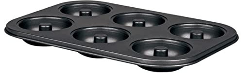 Acan Tradineur - Molde de Acero para 6 Donuts, Superficie Antiadherente, Bandeja para Hornear rosquillas, repostería, postres - 26,3 x 18 x 2,5 cm