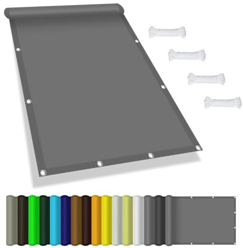 Toile Ombrage Imperméable Toile Ombrage UV Protection 1 x 4.9 m Imperméable Anti UV, avec Cordons Filet d'ombrage pour Patio Toile Ombrage Pergola Auvent pour Balcons Jardins, Gris Clair