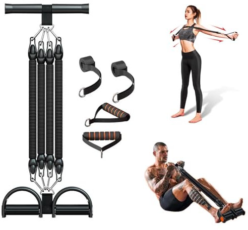 Multifunktionstrainer, Trainingsgeräte für Zuhause, Krafttraining Aller großen Muskelgruppen, Einstellbarer Widerstand, mit Kurzanleitung und Übungen, Sportgeräte Zuhause für Bauch, Beine, Po