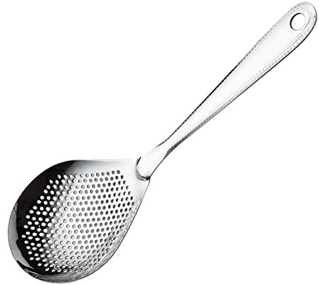 CIYODO Langstieliger Edelstahl-sieblöffel Für Küche Filterlöffel Abnehmen Von Flüssigkeit Skimmer Für Heiße Töpfe Mit Langer Griffe Zum Schutz Der Hände