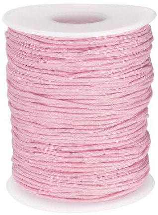 sourcing map Waxed Cotton Cord 1mm 100 Yards Pink Wax String Beading Thread Round Smooth for Bracelet Necklace Beads DIY Crafts Jewelry Making Macrame Supply