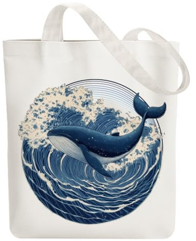 ANATTASOUL Baumwolltasche Personalisiert mit Wal und Meereswelle, Leinwand Geschenk Tragetasche für Damen Freundin Mama Schwestern Ehefrau Geburtstag, Muttertag Tasche