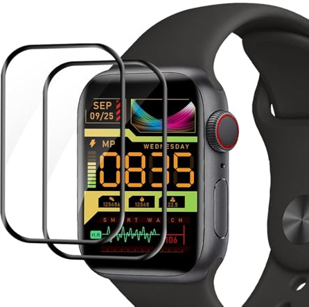 Carantee 2 Pack Verre Trempé pour Apple Watch Series 7/8/9(41mm), Couverture 3D avec bordure noire Vitre Protection, Anti Rayures, Tactile sensible sans bulles, Ultra HD iWatch 41mm protection écran