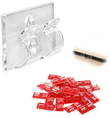 Lot de 25 crochets pour guirlande lumineuse, Clips de câble autocollants étanches pour éclairage de Noël, gestion des câbles transparents, serre-câbles et organisateurs pour intérieur et extérieur