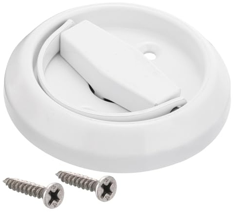 TOP-VIGOR Recessed Door Handles, 75mm Round Flush Pull Handles, Door Handle Finger Ring Pull with Screw - White