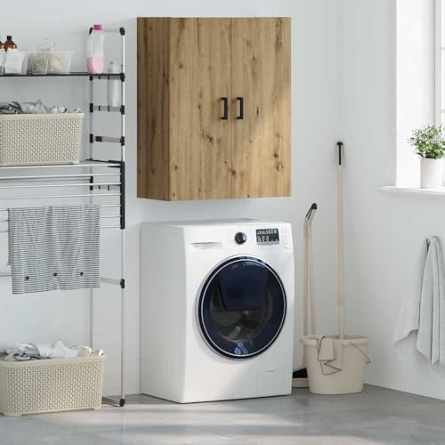 HETFTJN Wandmontierter Schrank Braun 69,5 x 34 x 90 cm aus Holzwerkstoff Modernes Design mit 2 Türen und Regalböden Platzsparende Aufbewahrung für Wohnzimmer Flur Schlafzimmer